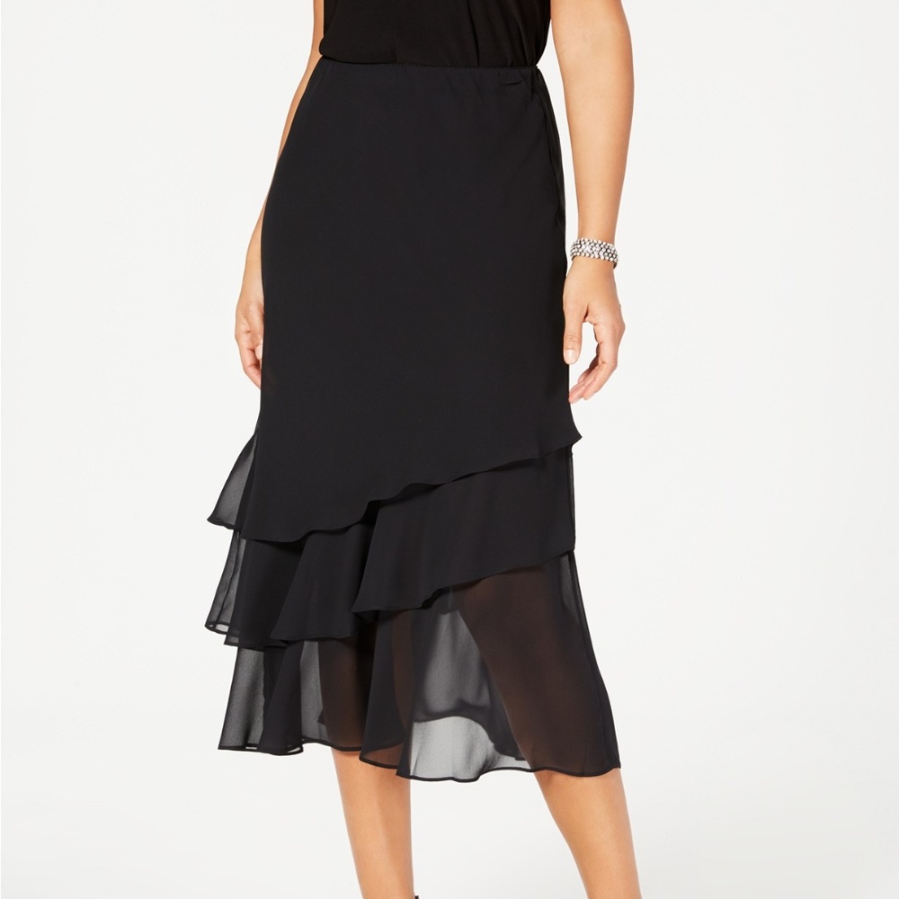 Alex Evenings Skirt, Tiered Chiffon Midi